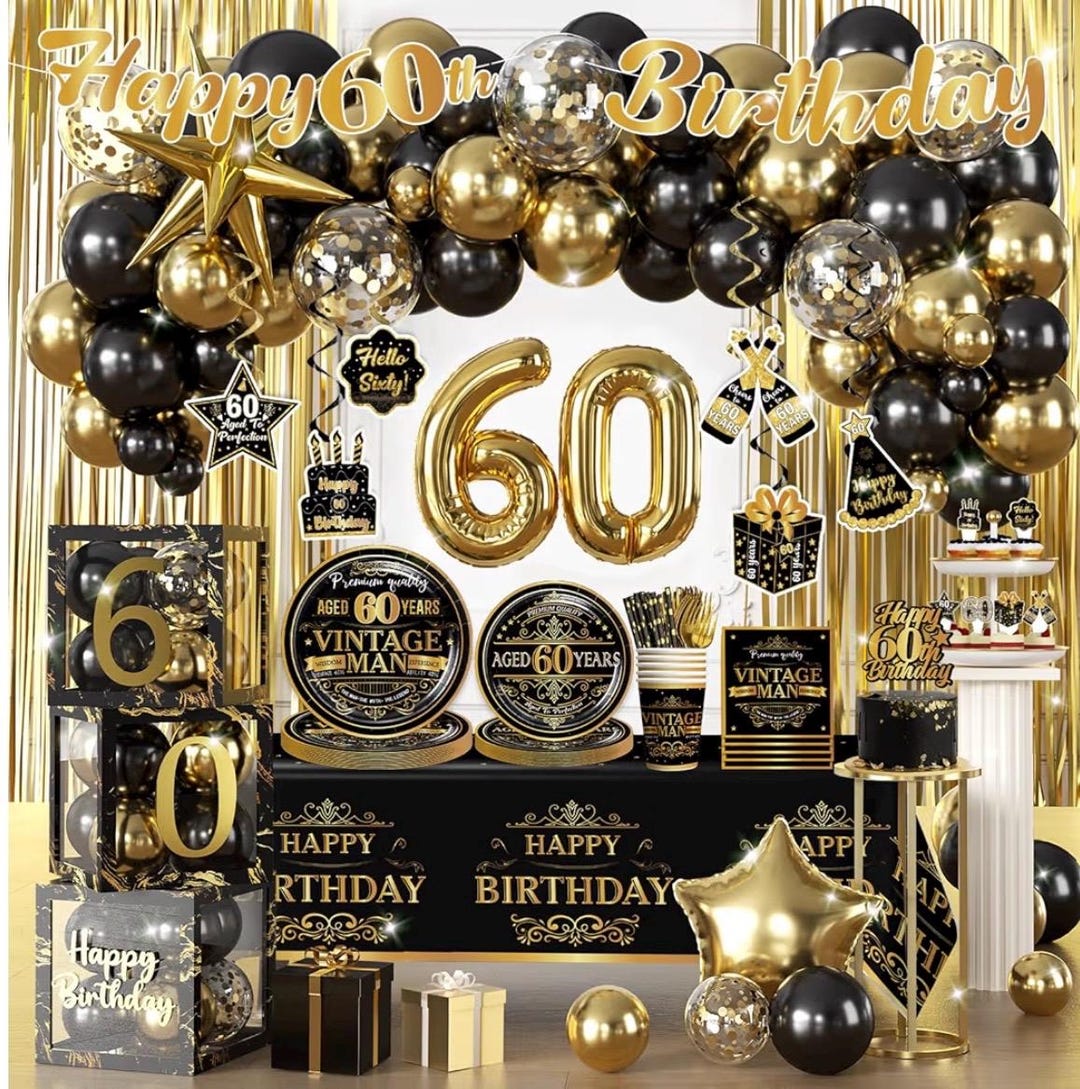 266pcs 60th Birthday Decorations for Men, Worry-free One-stop Set