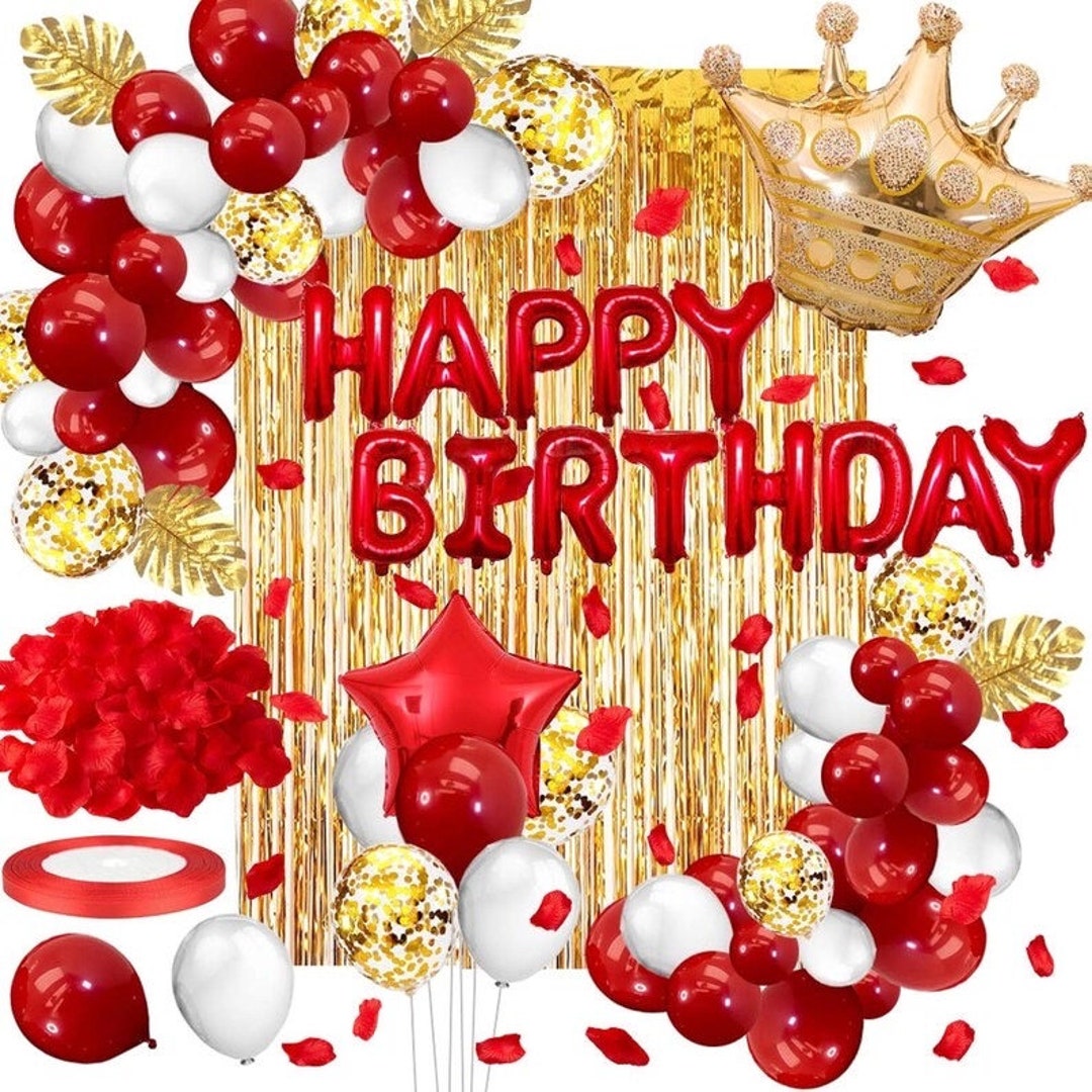 Set Decorazione Compleanno 70 Anni Donna, Palloncini Rosso E Oro Rosa, Con Striscione E Decorazioni Per Torta, 32 Pezzi