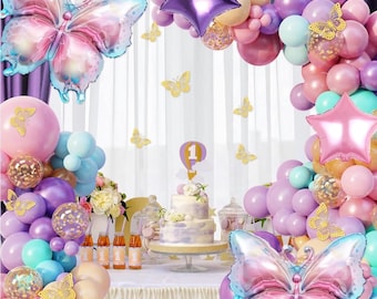 Dokuna Purple Butterfly Birthday Decorations - 9 Pcs Giant Balloon Set With Number, Party Supplies For Girls Baby Shower - View #5