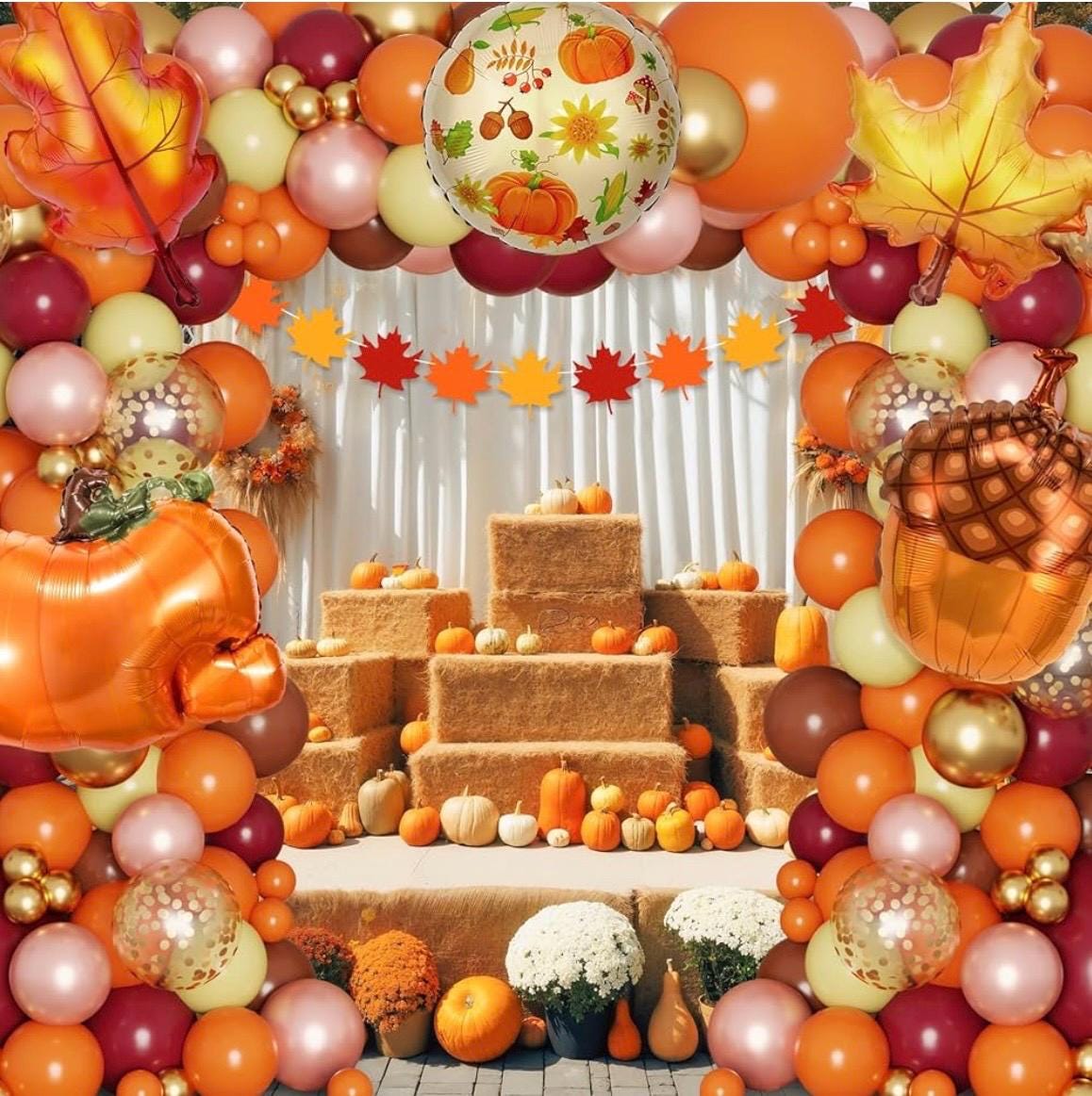 194pcs Fall Balloons Arch Garland Kit,maple Leaf Banner Pumpkin Burnt  Orange Burgundy Brown Confetti Balloon for Autumn Thanksgiving Harvest -  Etsy, image size:1158x1163