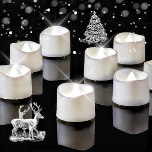 Pure White Flameless LED Tea Lights Candles, 200+Hour Battery Operated Fake Electric Votive Candles TeaLights for Christmas,Holiday,12-pack