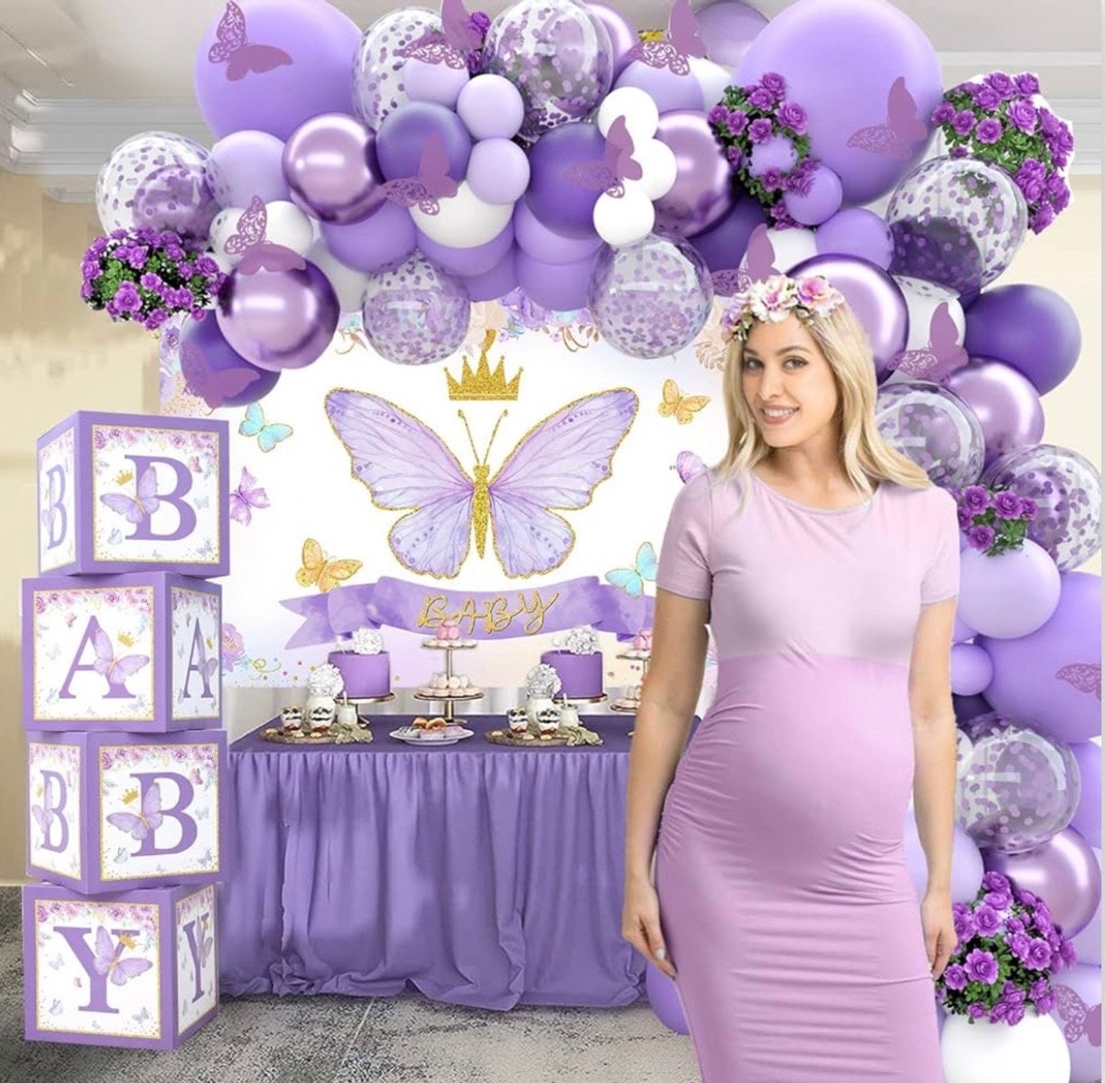 Purple Butterfly Baby Shower Decorations for Girl,purple Balloon ...