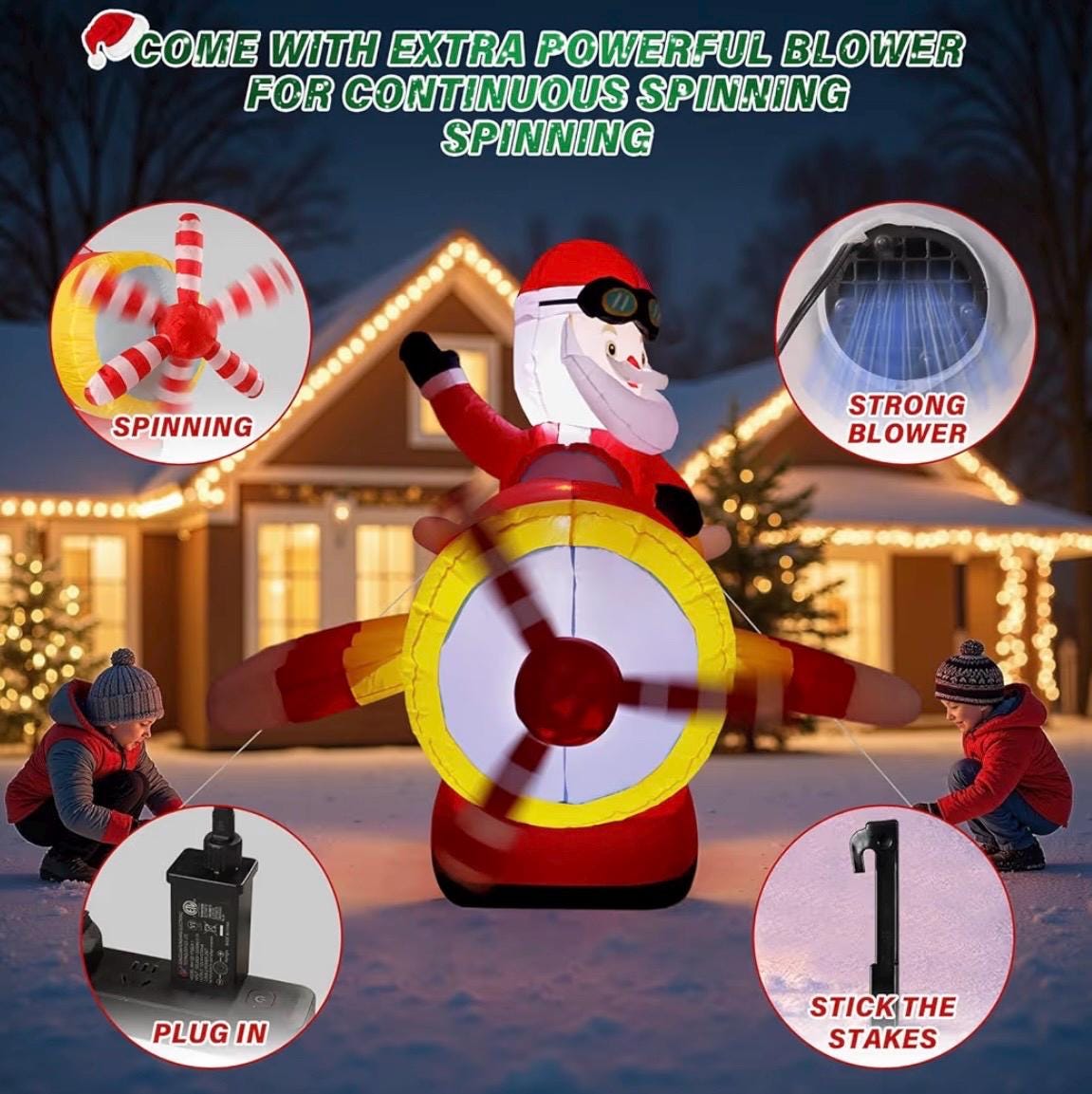 8フィートのクリスマスインフレータブルデコレーション、強力な送風機