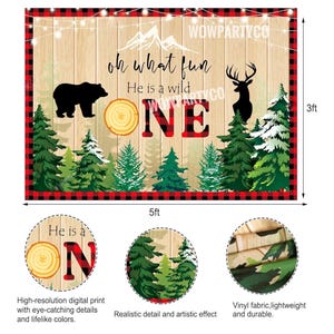 Lumberjack First Birthday Decorations, Lumberjack 1st Birthday Party Supplies,Buffalo Plaid Monthly Photo Banner Highchair Banner First Bday image 7