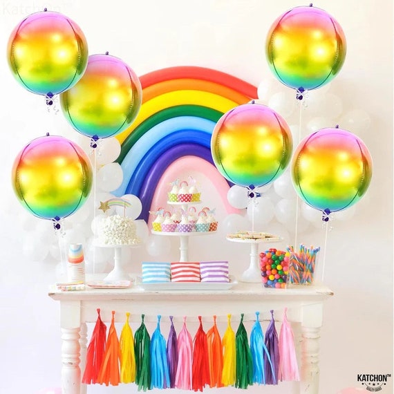 18-Inch Foil Rainbow Tie Dye Balloon | Peace Sign & Flower Design | Happy Birthday Text | 70s Theme Party Decor