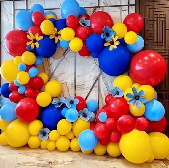 Kit Décoration Anniversaire Garçon 5 Ans – Ballons Rouge, Bleu, Jaune Avec Chiffre 5 Et étoile - 9