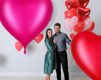 63 Inch Red Heart Balloons,Giant Heart Shaped Love Balloons for Valentine's Day Wedding Engagement Anniversary Decorations