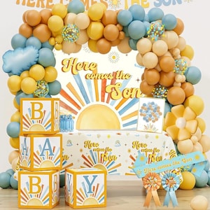 Here Comes the Son Baby Shower Decorations for Boy ,Boho Sun Baby Shower Party Supplies ,It&#39;s A Boy Gender Reveal Décor, You Are My Sunshine