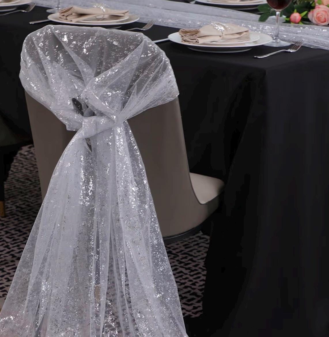 Tischläufer Silber Glitzernd Silberner Tischläufer Aus Glitzerndem Netz – 2 Rollen à 27,9 X 277,7 Cm – Tischdekoration Für Hochzeiten, Abschlussfeiern, Geburtstage Und Partys, Zuschneidbar Und Vielseitig