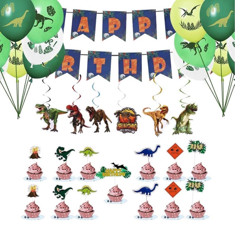 Dinosaur Birthday Party Supplies Kit for Boys, Dinosaur Party ...
