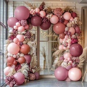 Pink Balloon Garland Dusty Rose Pink Balloons Mauve Balloon Arch Double Stuffed Balloons For Boho Birthday Baby Shower Bachelorette Bridal