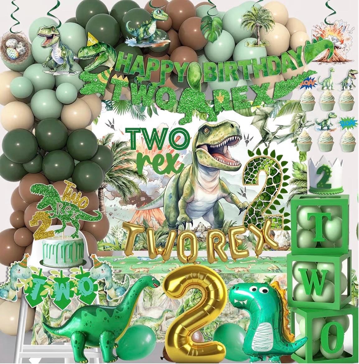Two Rex Birthday Decorations Boy,dinosaur 2nd Birthday Party ...
