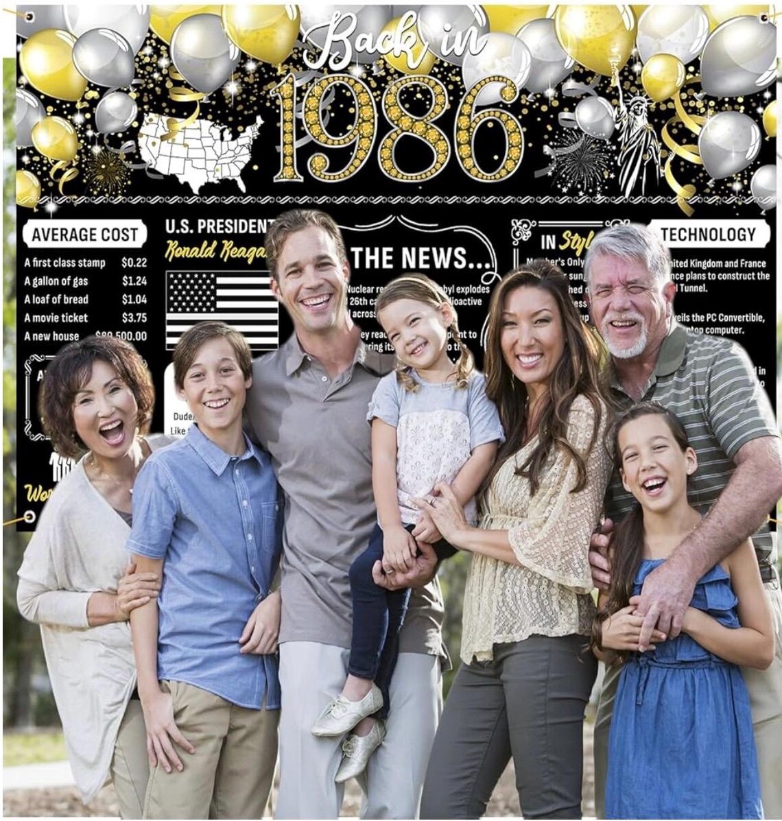 Back in 1986 Backdrop Large Wall Banner, Cheers to 40 Years, Happy 40th ...