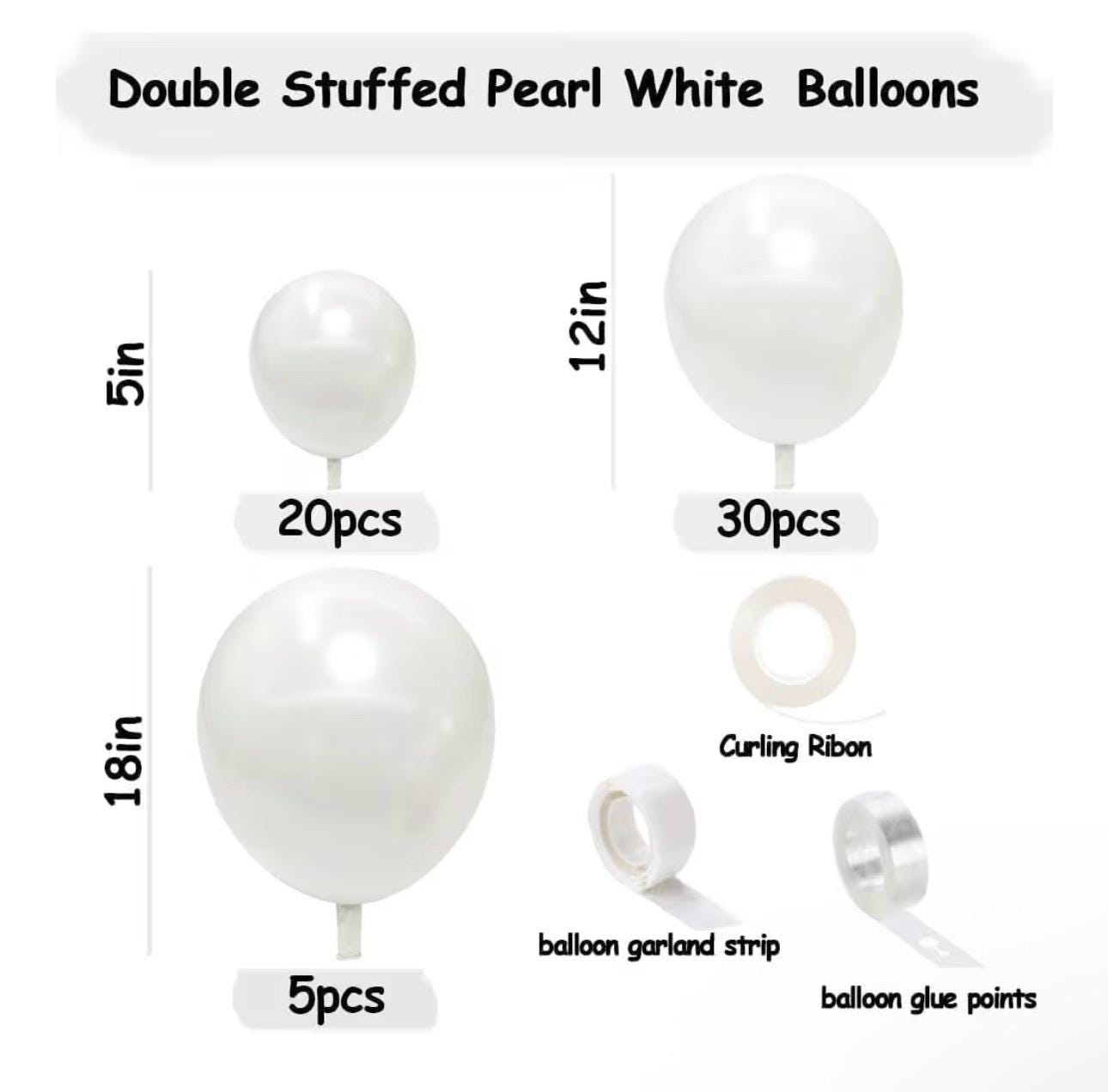 Pearl White Balloons Double Stuffed Latex Pastel White Balloon