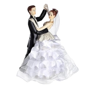 Wedding Cake Toppers Bride and Groom Dancing Figurines Cake Topper Wedding Decorations for Engagement Party Fun Couple Figurines Gifts