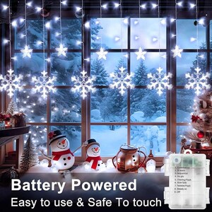 Tuanse 4-Pack Christmas Snowflake Window Lights - Warm White LED, Remote Control, 8 Modes, Waterproof For Indoor/Outdoor