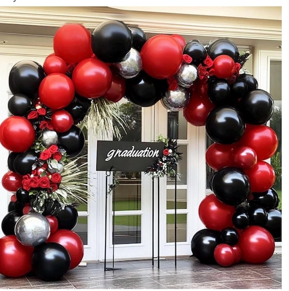Ousuga Arche Ballons Noir Rouge Or - Kit 103 Pièces Guirlande Avec Confettis