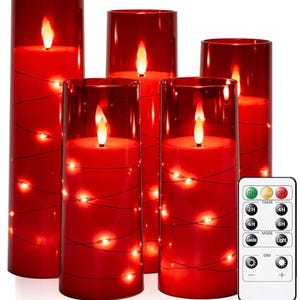 Flameless LED Candles with Timer 5 Pc Flickering Flameless Candles for Romantic Ambiance and Home Decoration Stable Acrylic Shell