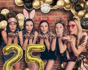 25. Geburtstag Deko Set In Blau & Gold – Inkl. Luftballons, Banner & Konfetti Für Männer