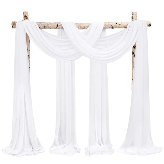 Hochzeitsbogen-Dekostoff 2 Paneele – Je 6 M Lang, Weißer Chiffon, Für Hochzeit, Geburtstag, Party