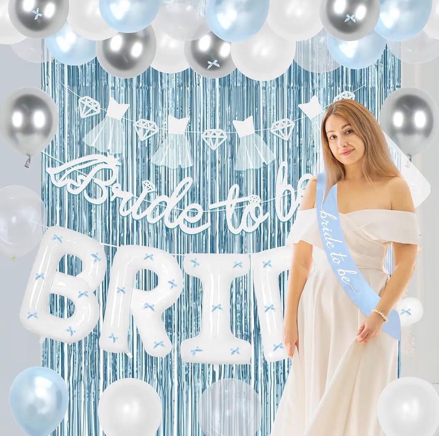? Women Blue Sash Veil Bachelorette Party Bridal Shower Decorations Accessories Bridal Party Ice Blue Sashes | Bachelorette Sashes | The  main image 4