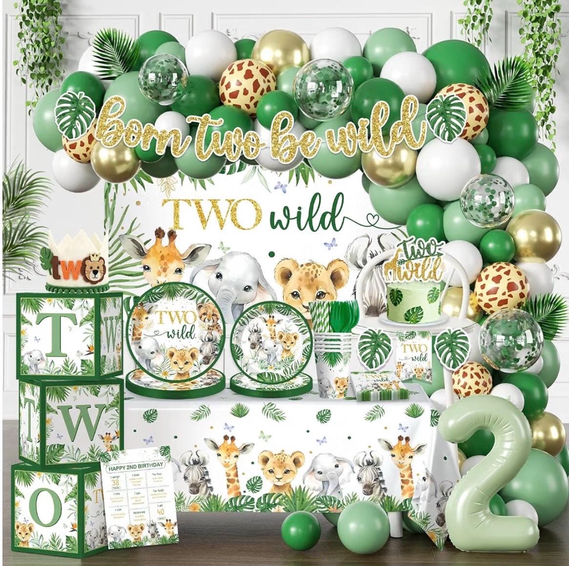 YOYEAH Jungle Feest Tafelkleed – 2 Stuks 137x274 Cm – Wild One Verjaardag Decoratie Voor Kids