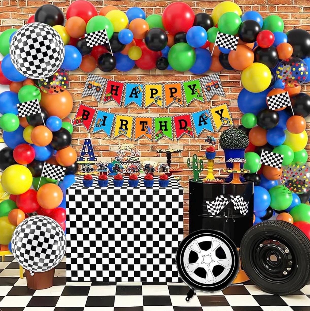 SUNBEAUTY Decorazioni Compleanno A Tema Costruzioni – Set Con Striscione, Spirali Pendenti E Cake Toppers – Per Festa Di Ragazzo - 2