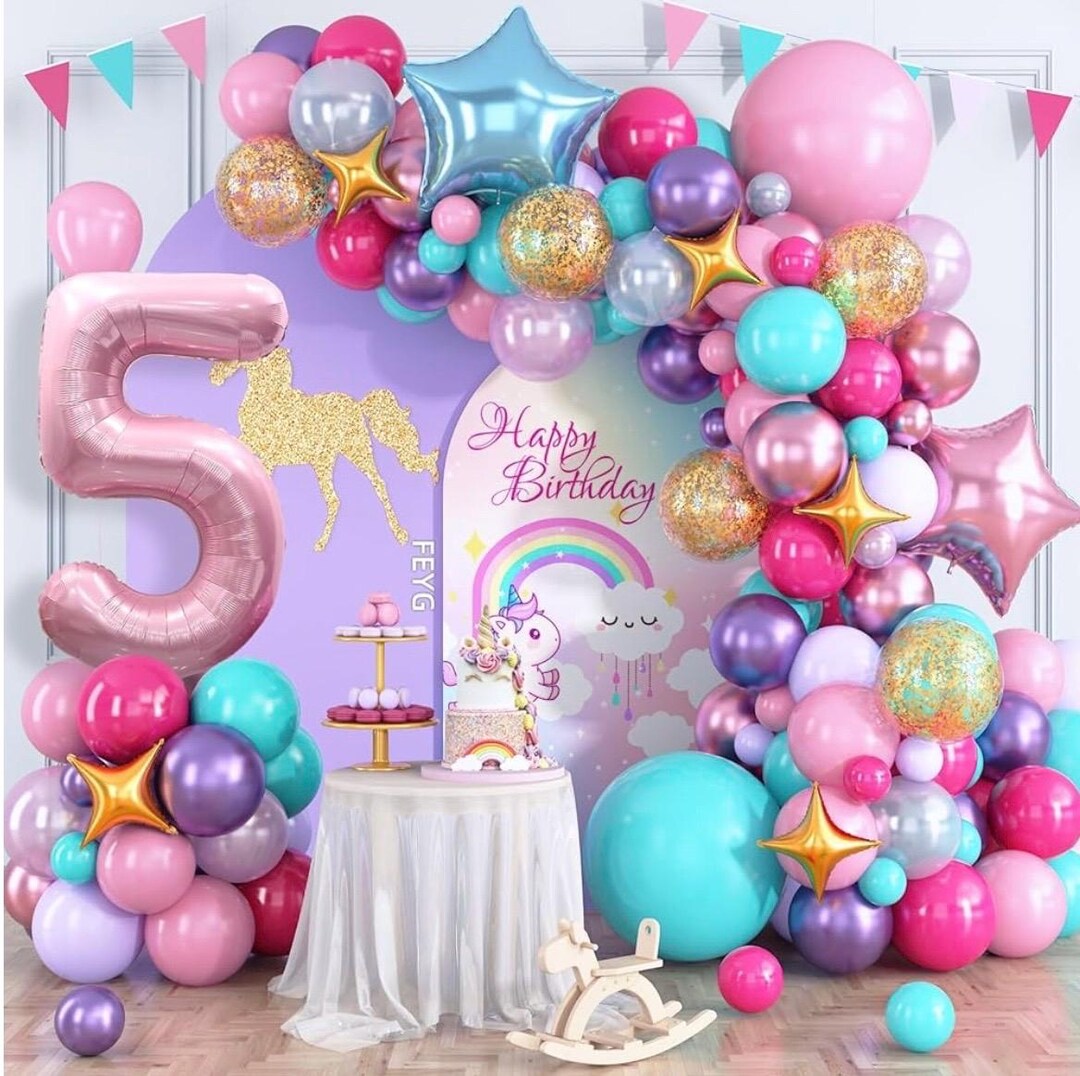 Kiwochy Paarse verjaardagsdecoratie voor meisjes van 10 jaar, ballonnen, taartdecoratie, folieballon met nummer 10, feestdecoratie