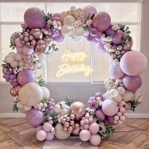 Kit ghirlanda di palloncini viola polveroso da 135 pezzi, palloncini rosa sabbia bianchi cromati oro rosa