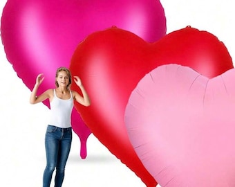 Globos de corazón rojo de 63 pulgadas, globos gigantes con forma de corazón para San Valentín, bodas, compromisos y aniversarios.