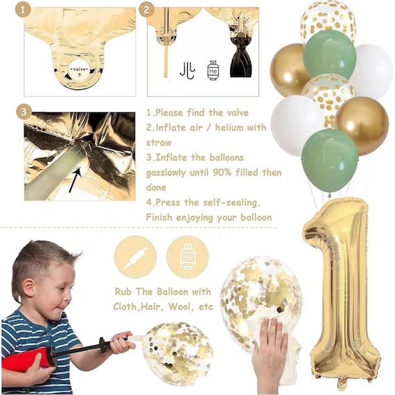 Set Palloncini Verde Per 90° Compleanno – Striscione, Palloncini Foil E Lattice, Stelle, Decorazioni Per Torta E Parete - 5