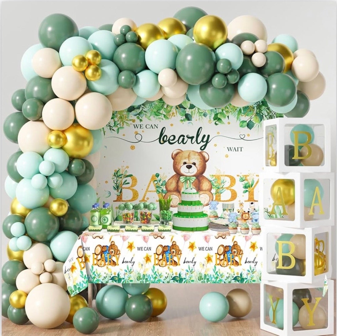 183pcs Teddy Bear Baby Shower Decorations Baby Box With Letters a-zbaby ...