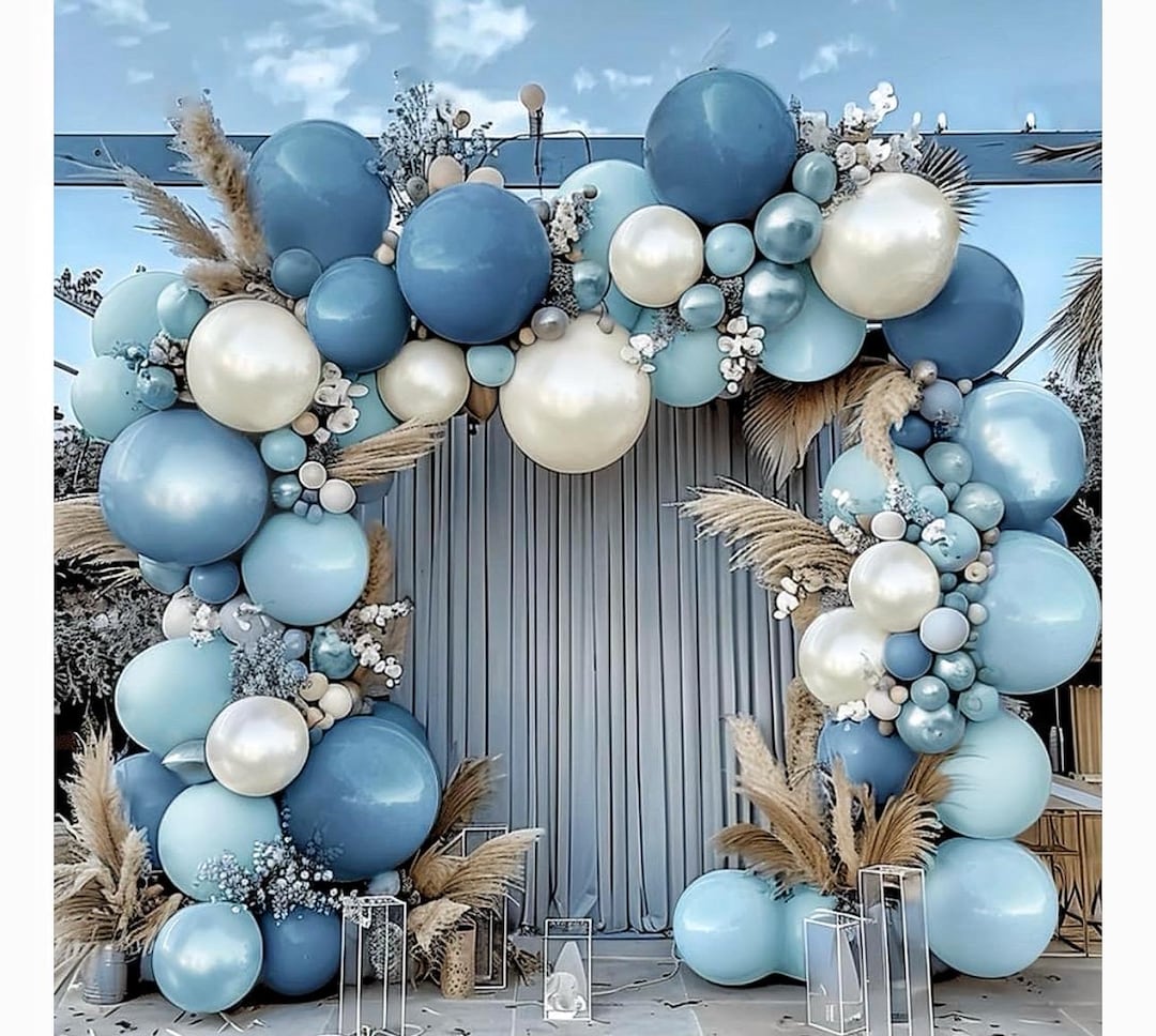 Blue Pink Balloons Garland Kit Retro Sand White Balloon Arch Baby Shower Decor Globos Birthday Party Decorations Gender Reveal