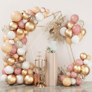 Blush Pink Balloon Garland Arch Kit, Dusty Pink Peach Rose Gold White Balloon Garland Kit for Party Birthday Girl Baby Shower Boho Party