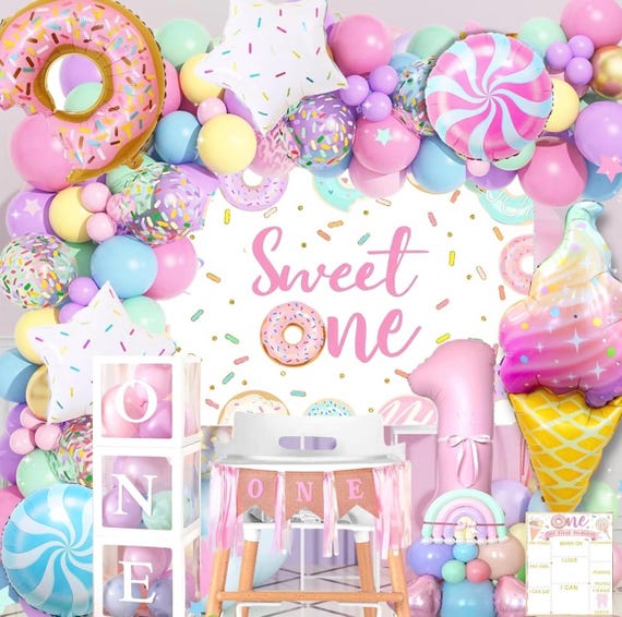 Decorazioni Per Primo Compleanno Bambina – Palloncino Numero 1 Gigante E 6 Margherite Rosa/viola, Con Cannuccia Gonfiabile