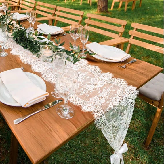 Runner da tavolo in pizzo bianco vintage, runner da tavolo in pizzo floreale for decorazioni da