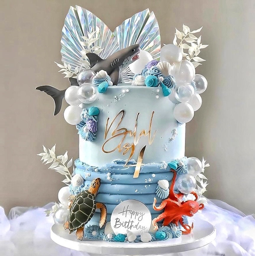Décoration Gâteau Anniversaire 10 Ans - Cake Topper Joyeux Anniversaire + Accessoires - 7 Pièces Or Rose - Pour Fête