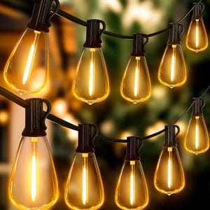 Outdoor String Lights 100FT with Remote, Waterproof Patio Lights, Dimmable Backyard Lights, Shatterproof Bulbs, Pergola Deck Garden Decor