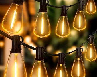 Guirnalda de luces exteriores de 30 metros con control remoto, luces impermeables para patio, luces regulables para jardín, bombillas irrompibles, decoración para pérgola, terraza y jardín.