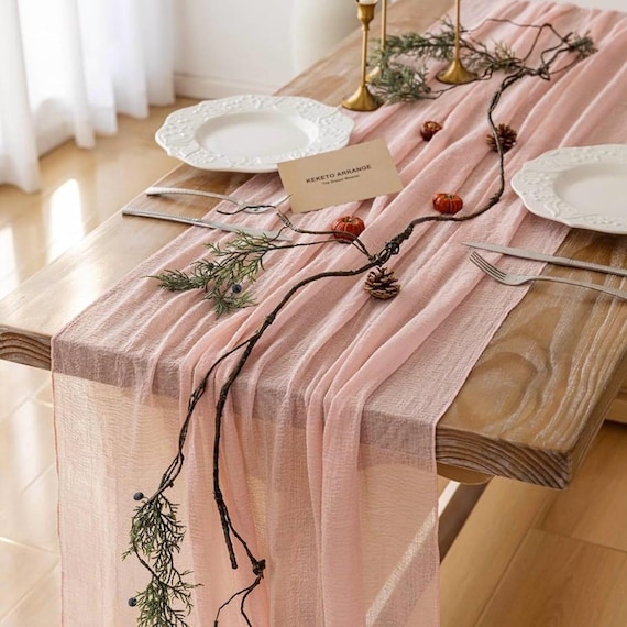 Burgundy Cheesecloth Table Runner - 10FT Long, 35" Wide, Boho Gauze Fabric For Wedding, Baby Shower, Party Decor