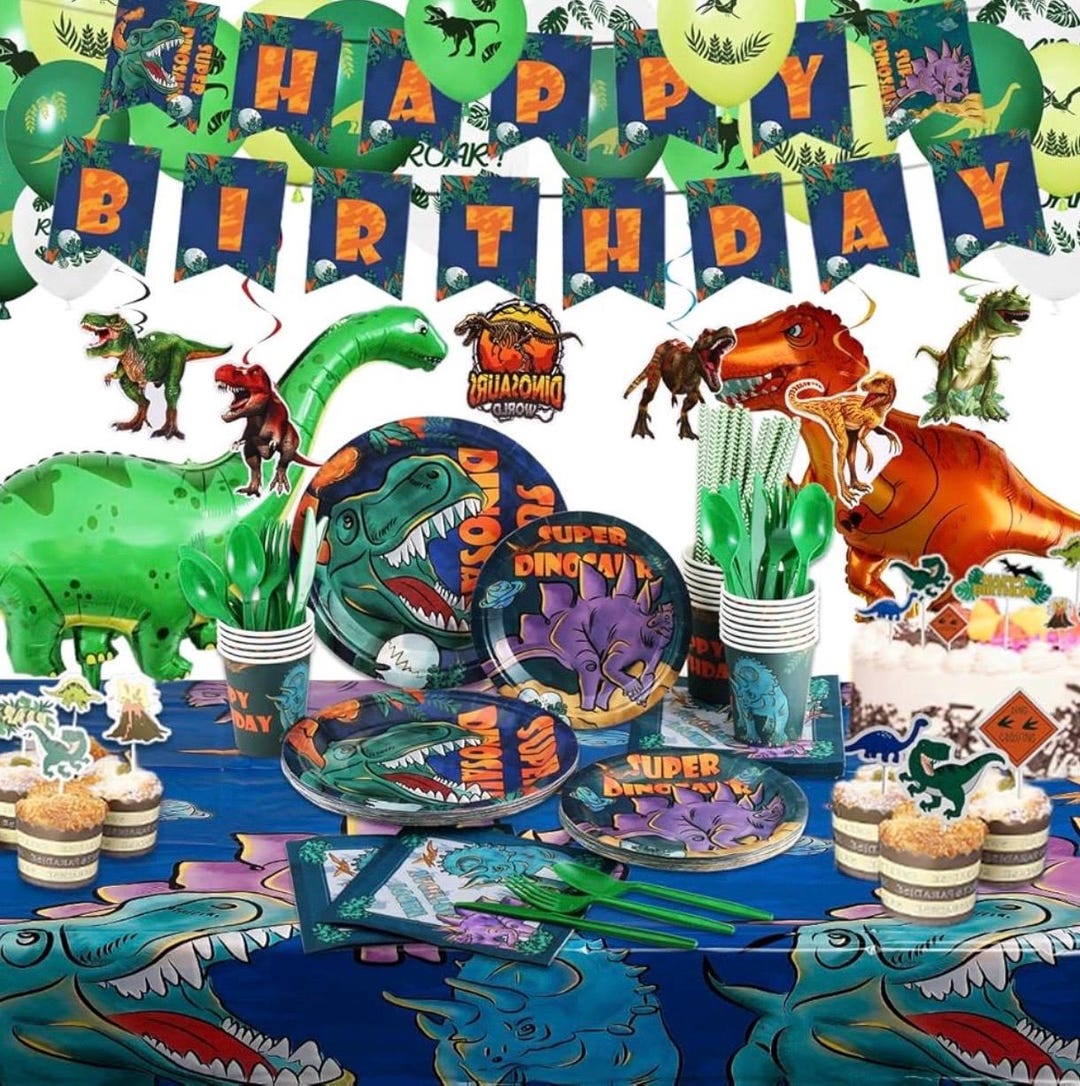 Dinosaur Birthday Party Supplies Kit for Boys, Dinosaur Party ...