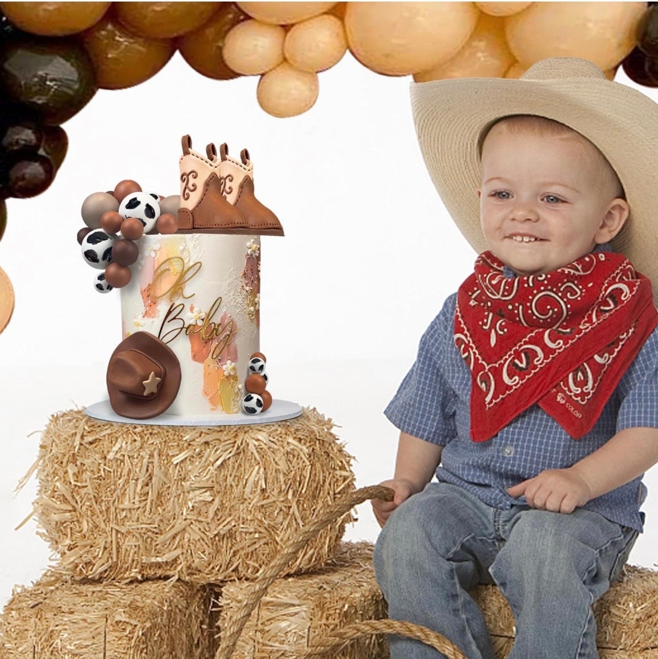Cowboy Kuchen-Deko Set – Hut, Stiefel & Accessoires Für Western-Party (8 Teile)