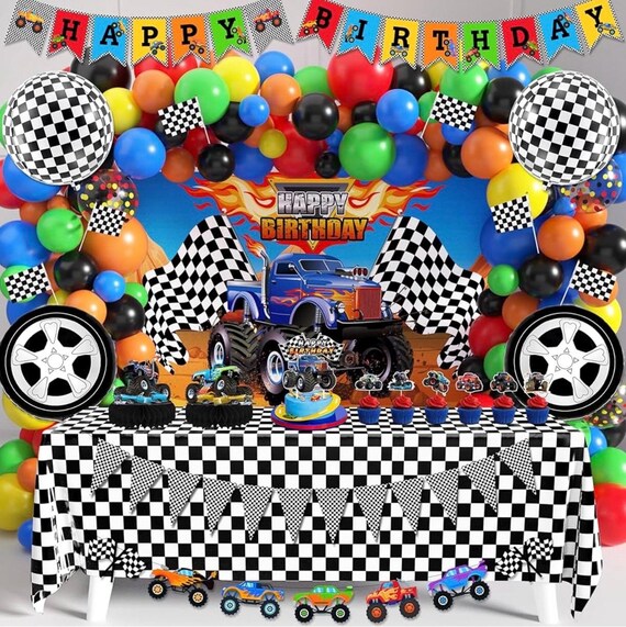 Catzon 38 Pcs Truck Party Supplies Include Balloons Banner Cake Toppers...