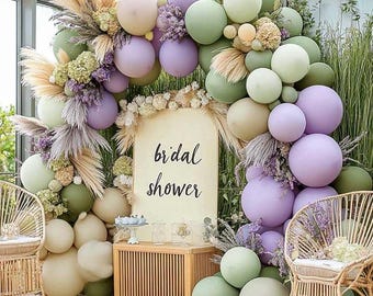 Dusty Green Lila Ballon Bogen Girlande Doppelt Gefüllte Pastell Helle Lavendel Ölve Weiß Sand Ballon Kit für Neutral Baby Shower Geburtstag
