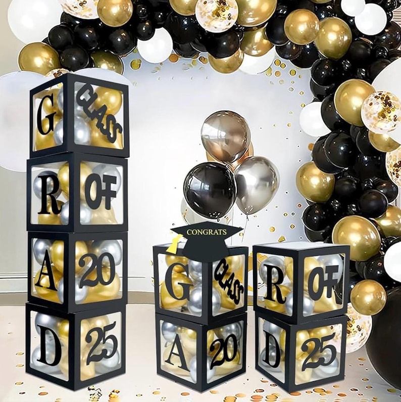 2025 Graduation Balloon Boxes Decorations, 4 Pieces Graduation Party ...