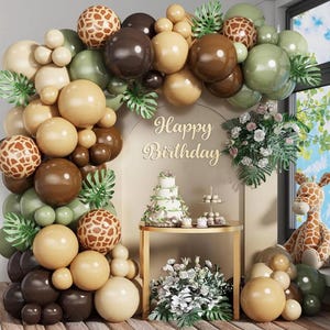 Salbei grün braun Ballon Girlande Kit Olivgrün Gold Safari Luftballons Bogen Animal Print Luftballons Waldland Camo Armee grün dunkelbraun Kaffee