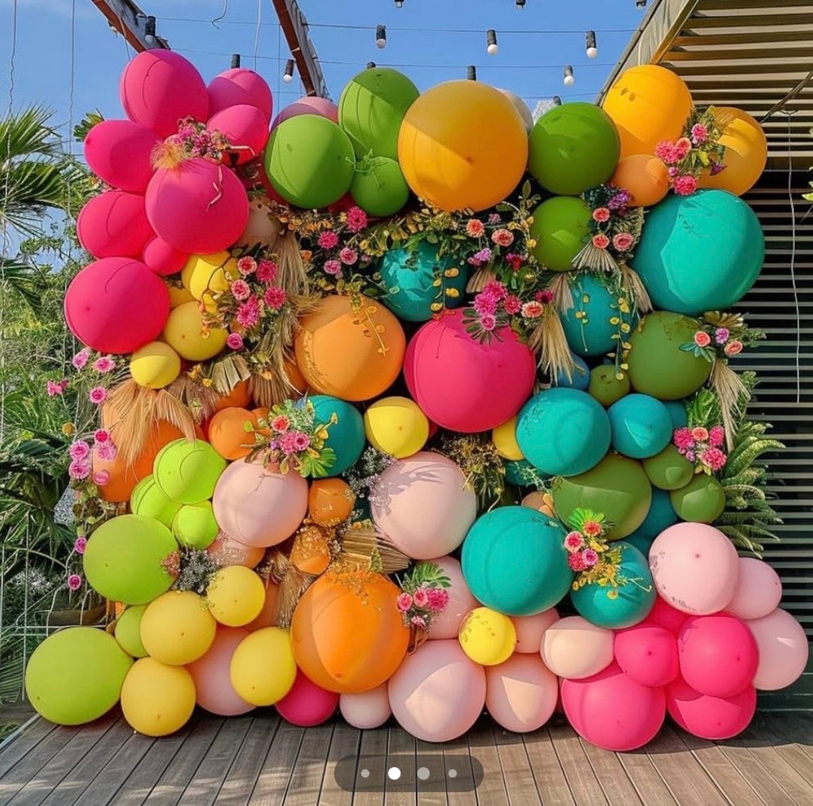 Tropical Balloons Arch Kit Pink and Green Balloons Orange Gold Balloons