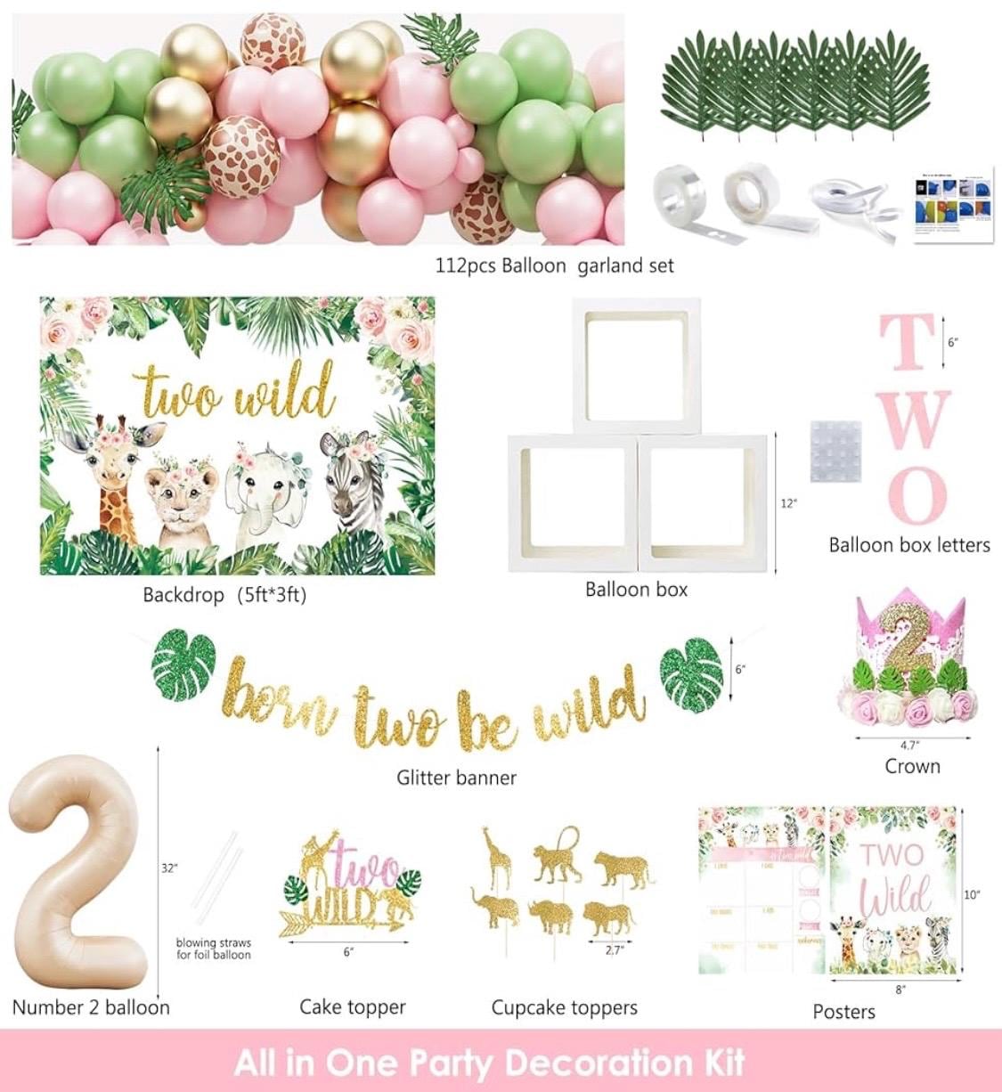 Dos decoraciones de cumpleaños salvajes para niña, suministros para fiesta  de segundo cumpleaños con temática de jungla para niñas, decoraciones de  animales de la jungla para segundo cumpleaños para niña - Etsy, image size:1125x1226