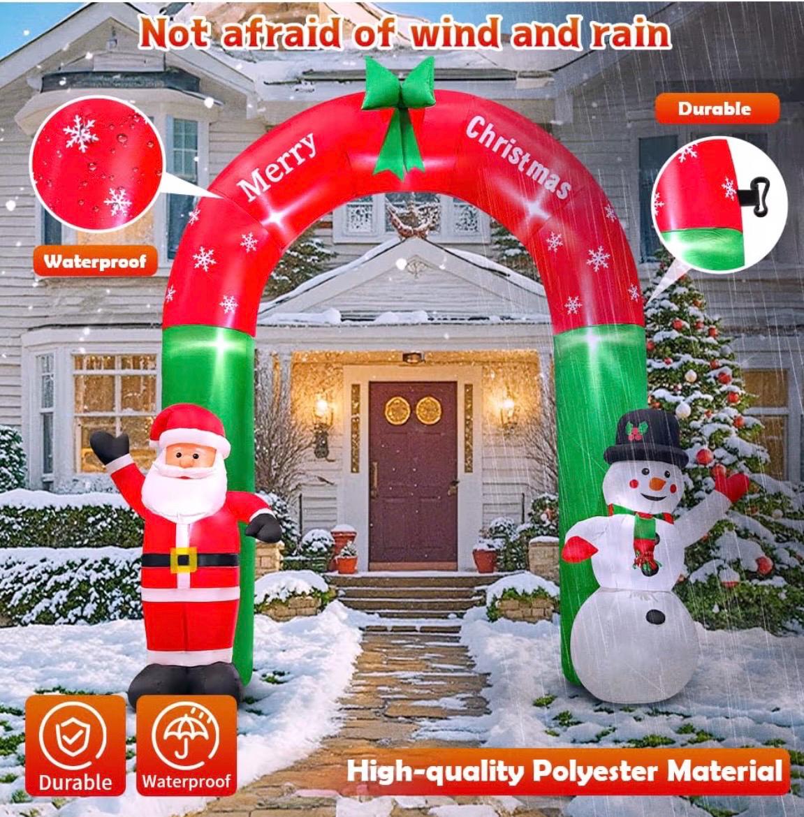 11 FT Christmas Inflatable Santa Archway - LED Lighted Yard Decoration With Ground Stakes