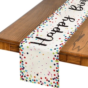 Alles Gute zum Geburtstag Tischläufer 72 Zoll Weiß Tischläufer Feiern Geburtstag Party Tischdekoration, Weiß